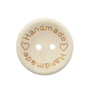 100pcs/pack Hand Made with Love Sewing Wood Button 15mm Round Decorative Cr M9C6
