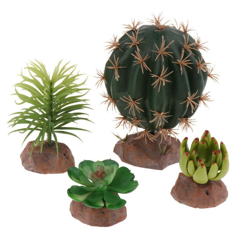 4x Realistic Plants Fish Tank Decor Landscape For