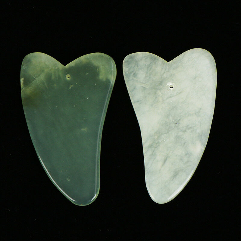 2Pcs Natural Jade Board Scraping Tool Gua Sha Facial Care Massagers Health Pg