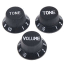 3pcs Plastic Top Hat Style 1 Volume 2 Tone Speed Control Knobs Set for Electric