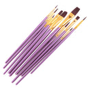 10Pcs purple paint brush set Nylon watercolor acrylic oil drawing art suppliesOZ