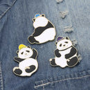 3Pcs/Set Enamel Cartoon Panda Animal Lapel Collar Pin Corsage Brooch JewelryBX