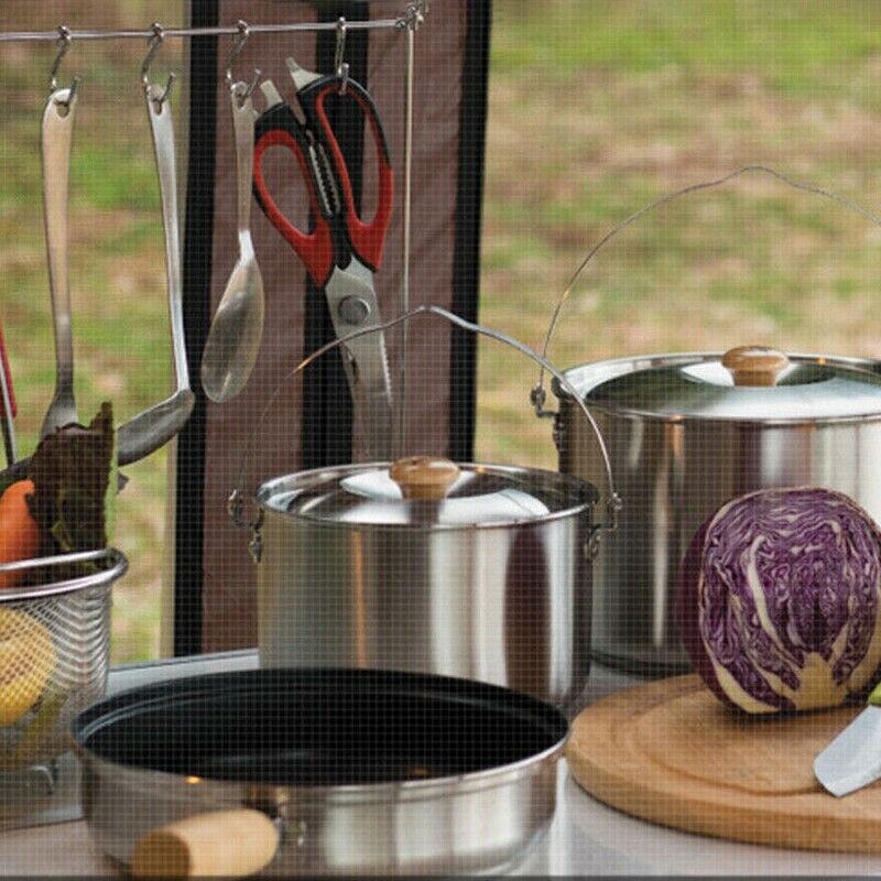 1.2L Outdoor Stainless Steel Kettles Camping Portable Boil Water Hanging Po Z6U8