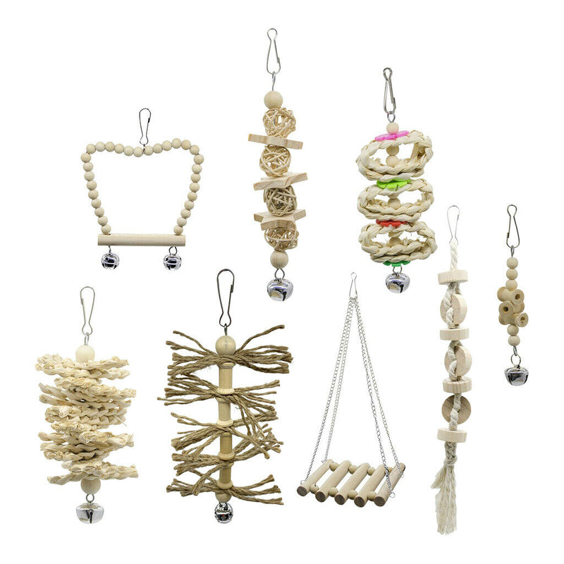 8Pieces Parrots Laddeer Toys Parrots Climbing Playing Toys For Large Bird