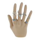 7Pcs Boho Ladies Fashion Antlers Finger Ring Set Party Prom Clubwear Jewelry