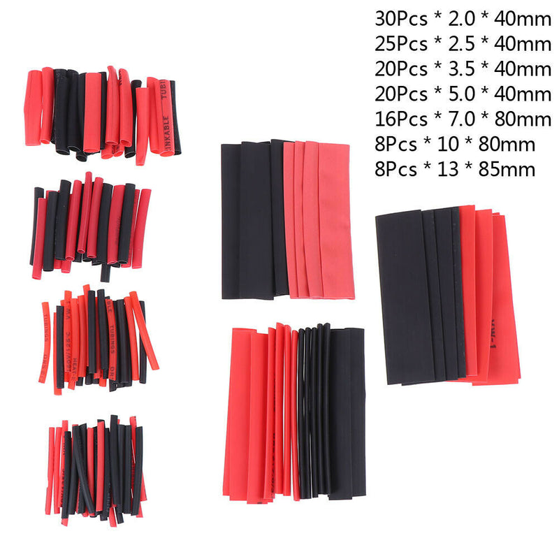 127Pcs Weatherproof heat shrink sleeving tubing tube assortment kit black gl Bj