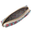 Women's Flower Floral Lace Pencil Pen Cosmetic Bag Zipper Pouch Sky Blue