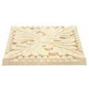 Natural Wood Appliques Square Flower Carving Decals Decorative Wooden Mould