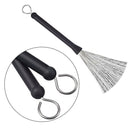 Black 2pcs Bamboo Drumsticks+2pcs Drum Wire Brushes w/ Bag Percussion Parts