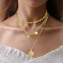 Fashion Women Multilayer Chain Lock Heart Pendant Portrait Necklac Circle C O2Y1
