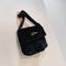 Plush Rabbit Tail Messenger Bag Women Solid Street Shoulder Satchel (Black)