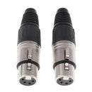 2x Metal 4Pin XLR Female Cable Connector for Pro Microphones