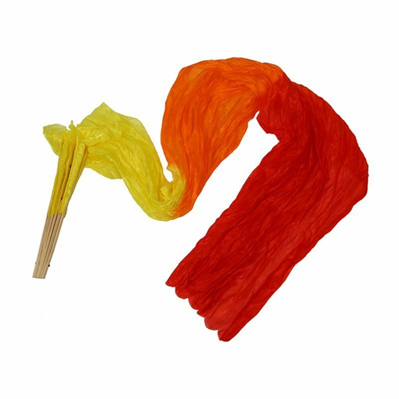 1.8m Hand Made Colorful Belly Dance Dancing Silk Bamboo Long Fans Veils M6J2
