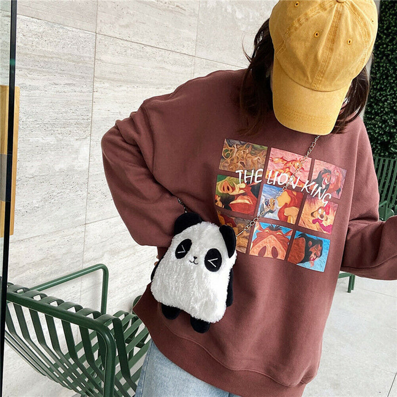 Cute Plush Panda Crossbody Handbag Women Girl Chain Shoulder Bags (Style 1)