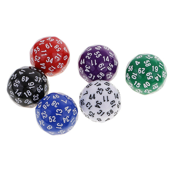6pcs 60 Sided Dice D60 Polyhedral Dices Number 1-60 for Dungeon & Dragons RPG