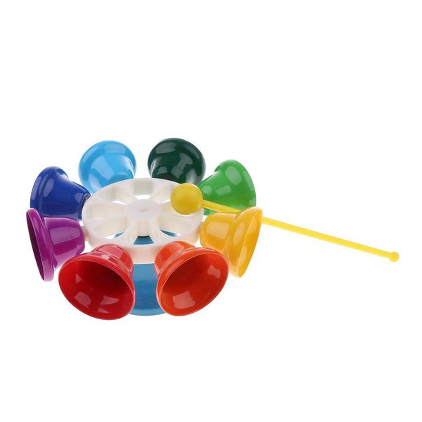 Colorful 8 Note Hand Percussion Bell Handbell for Children Music Education