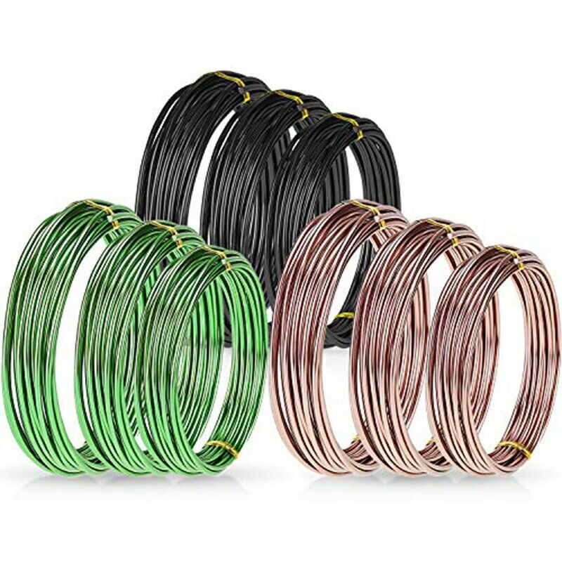9 Rolls Bonsai Wires Anodized Aluminum Bonsai Training Wire with 3 Sizes (1