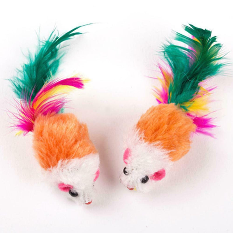 10pcs/Lot Soft Fleece False Mouse Feather Playing Toys For Pet Cat Funny Supp