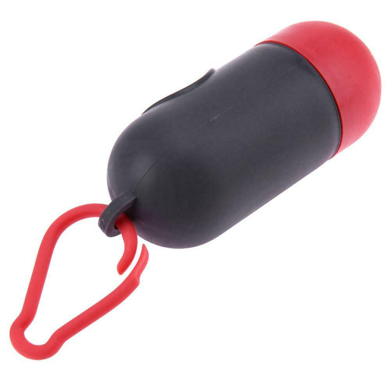 Pet Dog Garbage Clean up Bags Holder Dispenser + Poop Bags Set(Gray+Red)