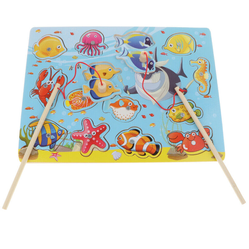 Magnetic Fishing Game & Ocean Board Animal Puzzle Developmental Wooden Pretend
