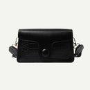 Retro Alligator PU Women Handbag Braid Strap Solid Shoulder Bags (Black)