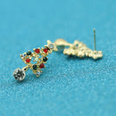 Fashion Crystal Alloy Earrings Ornaments Christmas Tree Pendant Ear Stud Jewelry