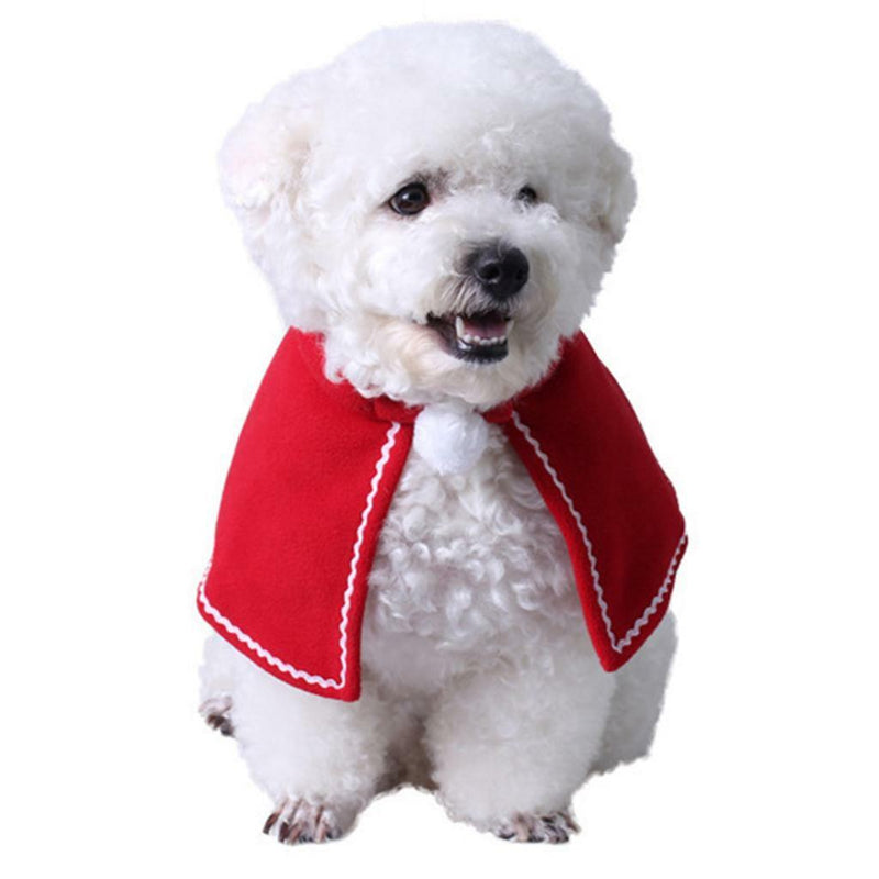 Pet Dog Cat Red Christmas Cloak Cape Xmas Halloween Holiday Costume Dress_S
