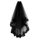 Wedding Veil Cathedral Hair Veil with Comb Lace Edge Two Layers Tulle Short
