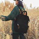 Solid Color Travel Backpacks Corduroy Women Large Top-handle Bags (Black)
