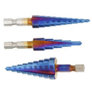 3Pcs Hss 1/4 Hex Shank Blue Coated Step Drill Bit Cutting Tool Smoother Dri S9E1