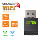 600Mbps 2.4-5ghz USB Dual Band Wireless Adapter WiFi Dongle 802.11 AC Laptop PC.
