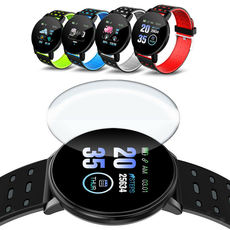 2Pcs 1.3'' Screen Smart Watch LCD Touch Blood Pressure Fitness Tracker