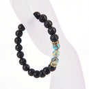 2 PCS Lava Stone Beads Natural Stone Bracelet Set Unisex Stretch Yoga Bracelet L