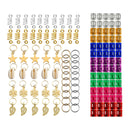 130pcs Shell Star Leaf Hair Jewelry Braid Hoops Rings Accessories Dreadlocks for