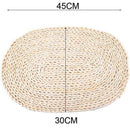 2 Pieces Of Corn Stalk Woven Placemat On The Table, Oval Table Mat, Natural