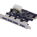 USB 3.0 PCIe Expansion Card 4 Port PCI  Card Adapter Extender 5Gbps