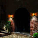 Solar LED Colorful Flame Lamp+LED Motion Sensor Wall Light Garden Yard Lamp
