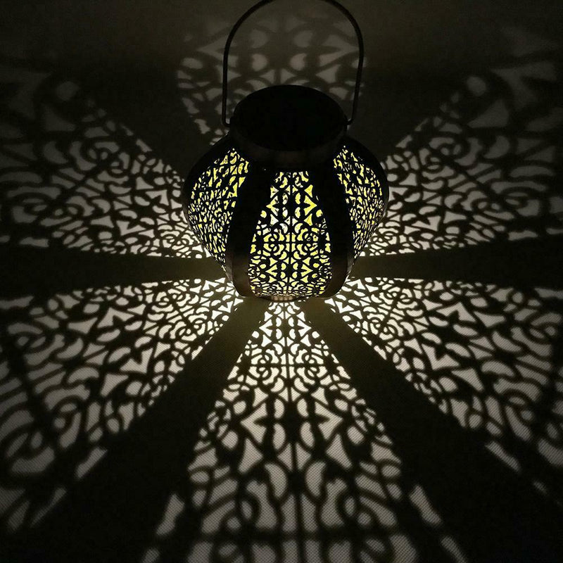 Outdoor Lighting Solar Power LED Hanging Hexagonal Garden Yard Light Lamp A