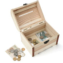 Wooden Piggy Bank Safe Money Box Savings With Lock Wood Carving Handmade