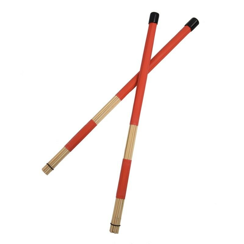 1 Pair 40CM Bamboo Rod Drum Brushes Sticks for Jazz Folk Music (Red)