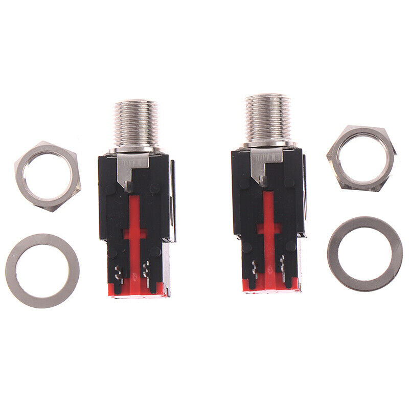 2Pcs 6.35 mm PJ-602B Headphone Socket 3 Contact Right Angle Audio Connec roJ JR