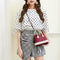 Shoulder Handbags Women Leather Shell Hit Color Crossbody Bags (Wine Red)