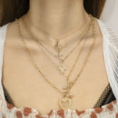 Women Heart Rose Pendant Multilayer ClavicleChain Necklace CharmChoker JewelryBX