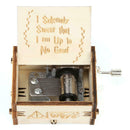 Retro Wood White Hand Cranked Music Box Kids Child Birthday Gift Home Decor