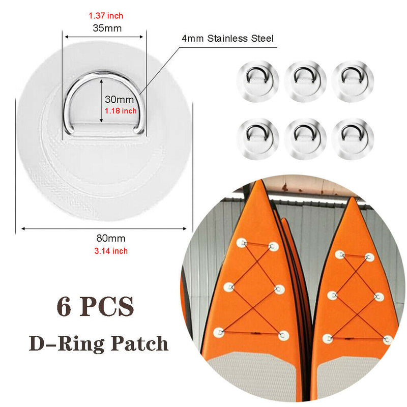 Pack of 6 Strong Kayak D-Ring Attachment Pad Patch for PVC Inflatable Boat Raft