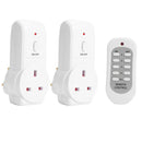 2pcs UK Plug Power Outlet Light Switch Socket+1pc Wireless Remote Control A