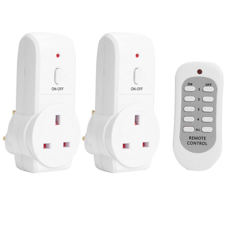 2pcs UK Plug Power Outlet Light Switch Socket+1pc Wireless Remote Control A