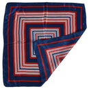 Lady Dark Blue Red White Stripe Print Square Kerchief Neck Scarf Wrap I9E5
