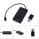 4 Port Micro USB OTG Hub Host Charging Cable Adapter Card Reader For Android