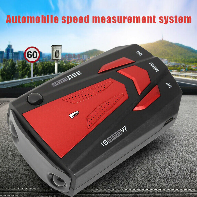 V7 2020 Car Radar Detector English Russian Human Voice Speed Warning (Red)